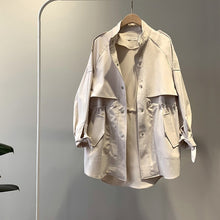 Load image into Gallery viewer, Fashion Trench Coats Female Spring Windbreaker Drawstring Coats Casual Loose Safari Clothes Stand Collar 2020 Women Short Trench