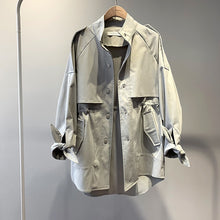 Load image into Gallery viewer, Fashion Trench Coats Female Spring Windbreaker Drawstring Coats Casual Loose Safari Clothes Stand Collar 2020 Women Short Trench