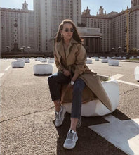 Load image into Gallery viewer, UK Brand new Fashion 2020 Fall /Autumn Casual Double breasted Simple Classic Long Trench coat with belt Chic Female windbreaker
