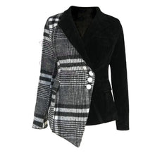 Load image into Gallery viewer, LANMREM 2020 new autumn and winter turn-down collar full sleeves wool patchwork velvet buttons high waist jacket WL07601XL
