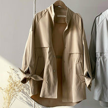 Load image into Gallery viewer, Fashion Trench Coats Female Spring Windbreaker Drawstring Coats Casual Loose Safari Clothes Stand Collar 2020 Women Short Trench
